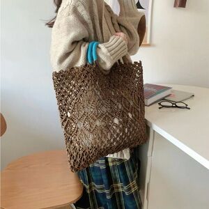 Brown Woven Tote Bag